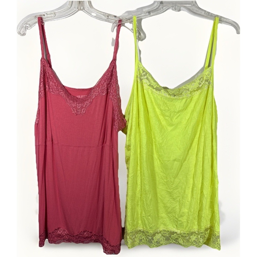 Plus Size Cami Tank Top Lot of 2 Size 4X Lane Bryant Pink Maurices Neon Green